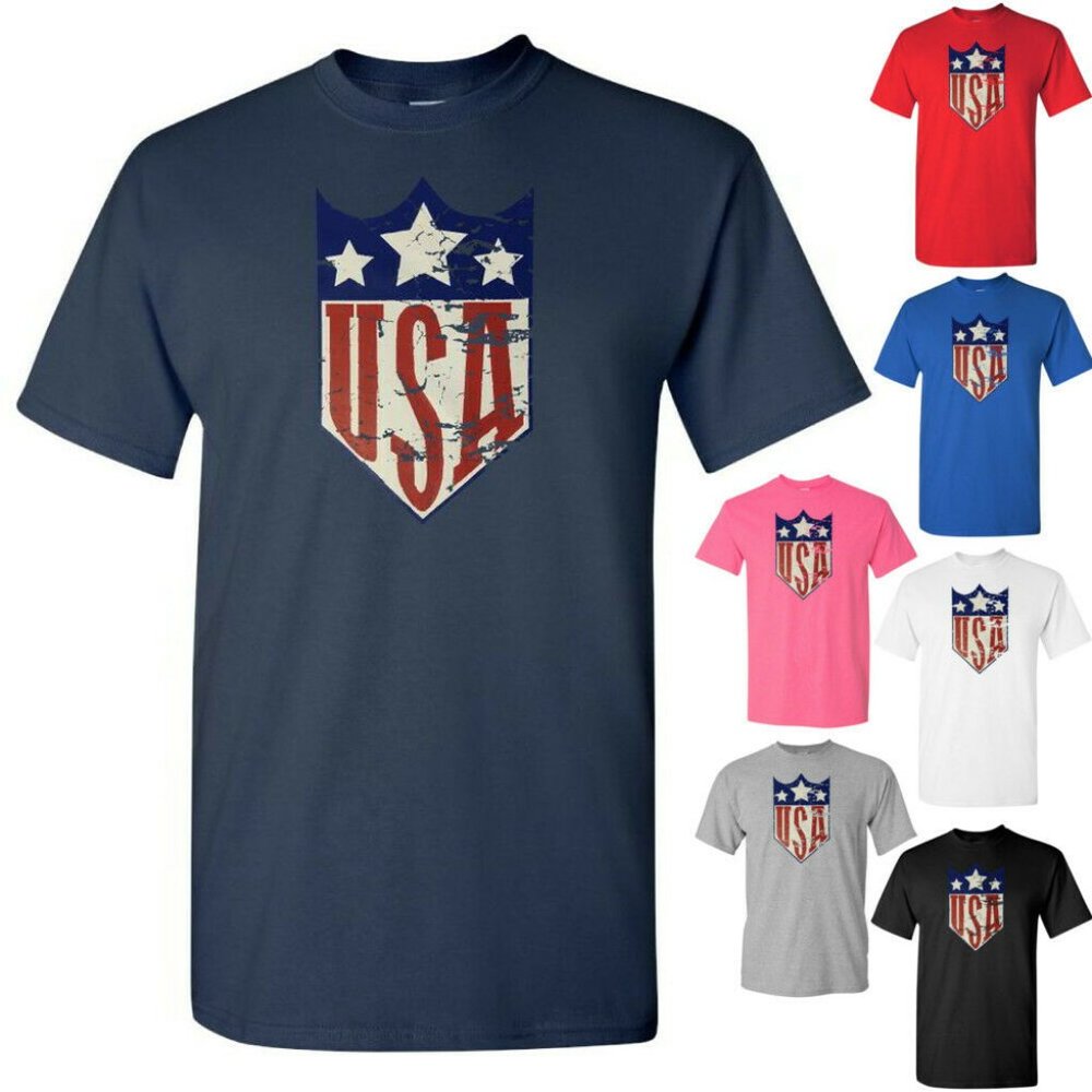 Red White & Blue Vintage USA Shield Graphic TShirt